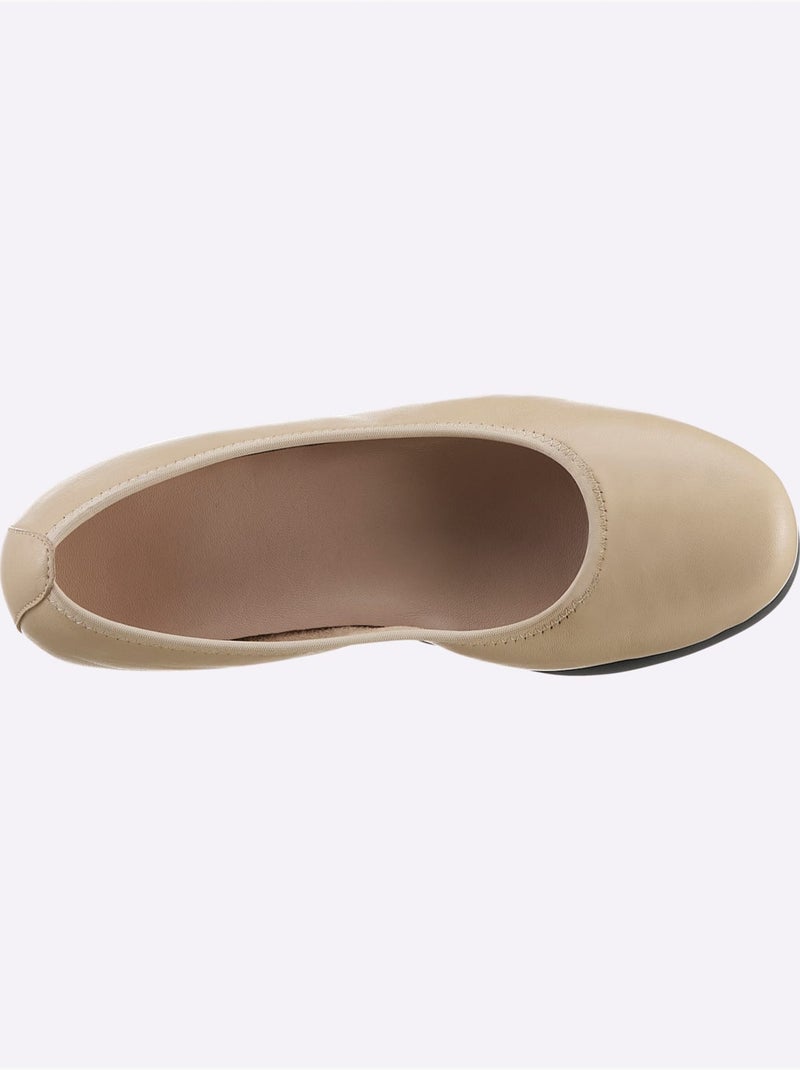 Ballerines avec dessus cuir et semelle souple en caoutchouc - Taille standard - Witt Beige - Kiabi