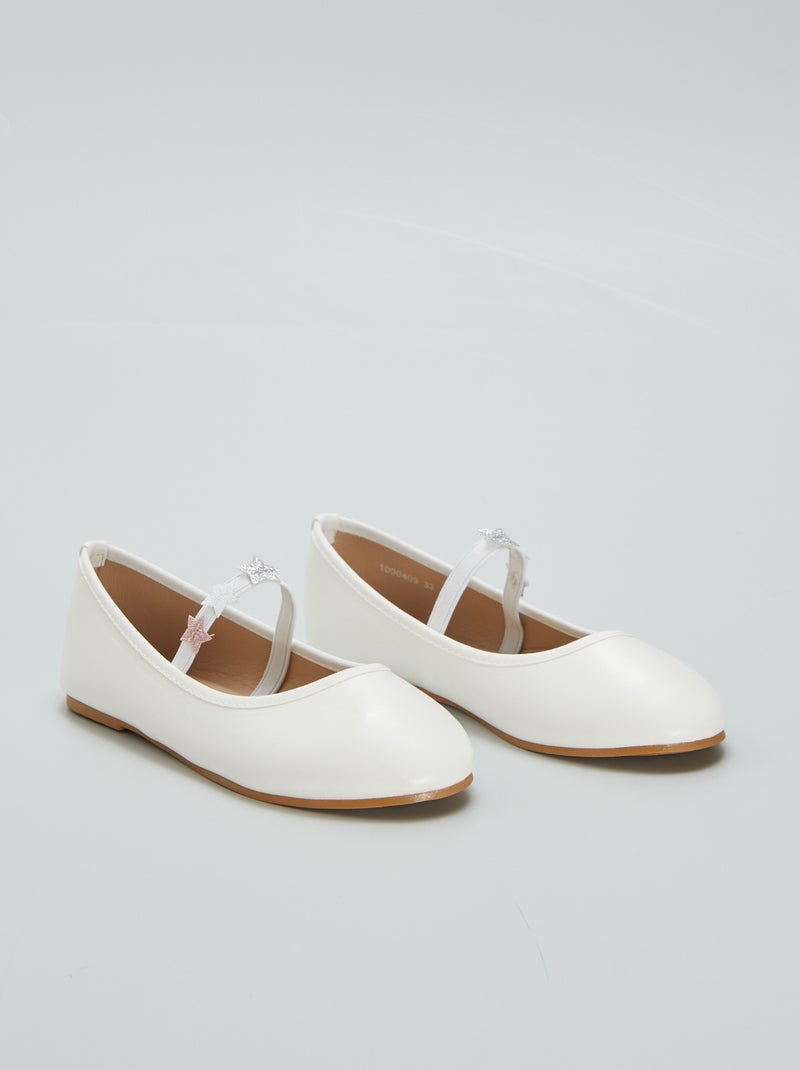 Ballerines avec élastique et étoile Blanc - Kiabi