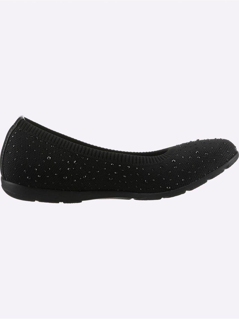 Ballerines avec empiècements brillants et doublure textile cuir - Taille standard - Witt Noir - Kiabi