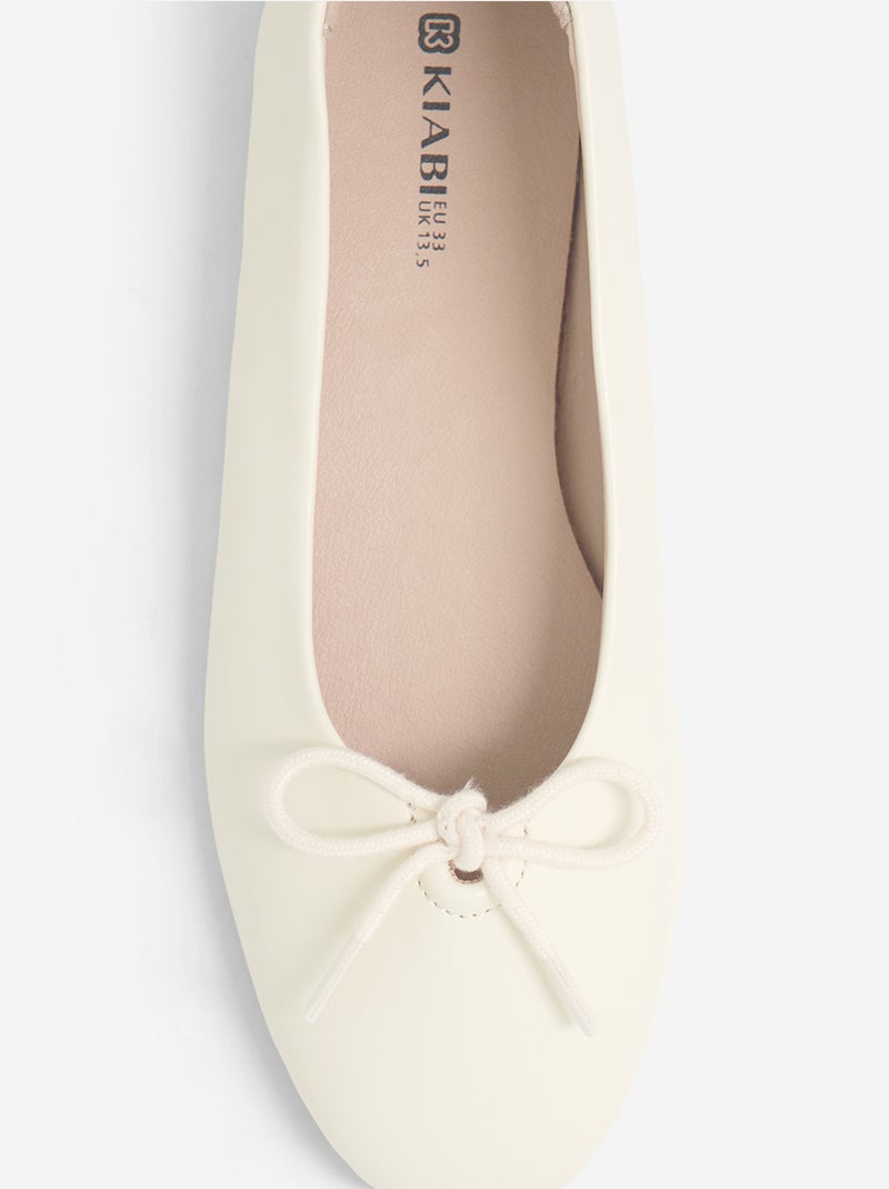 Ballerines avec noeud fantaisie devant Beige - Kiabi