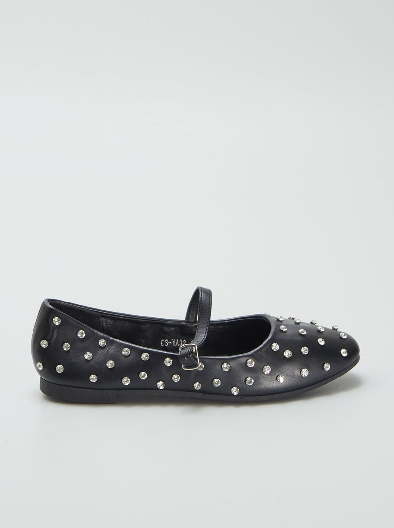Ballerines avec strass Noir - Kiabi