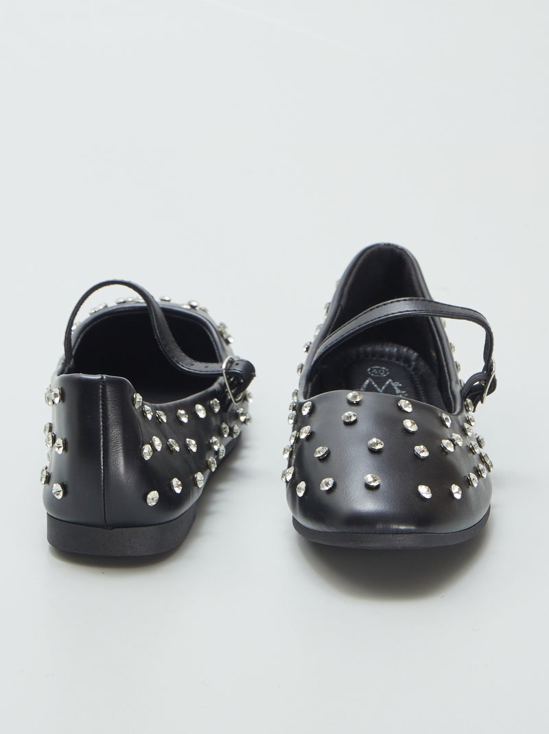 Ballerines avec strass Noir - Kiabi