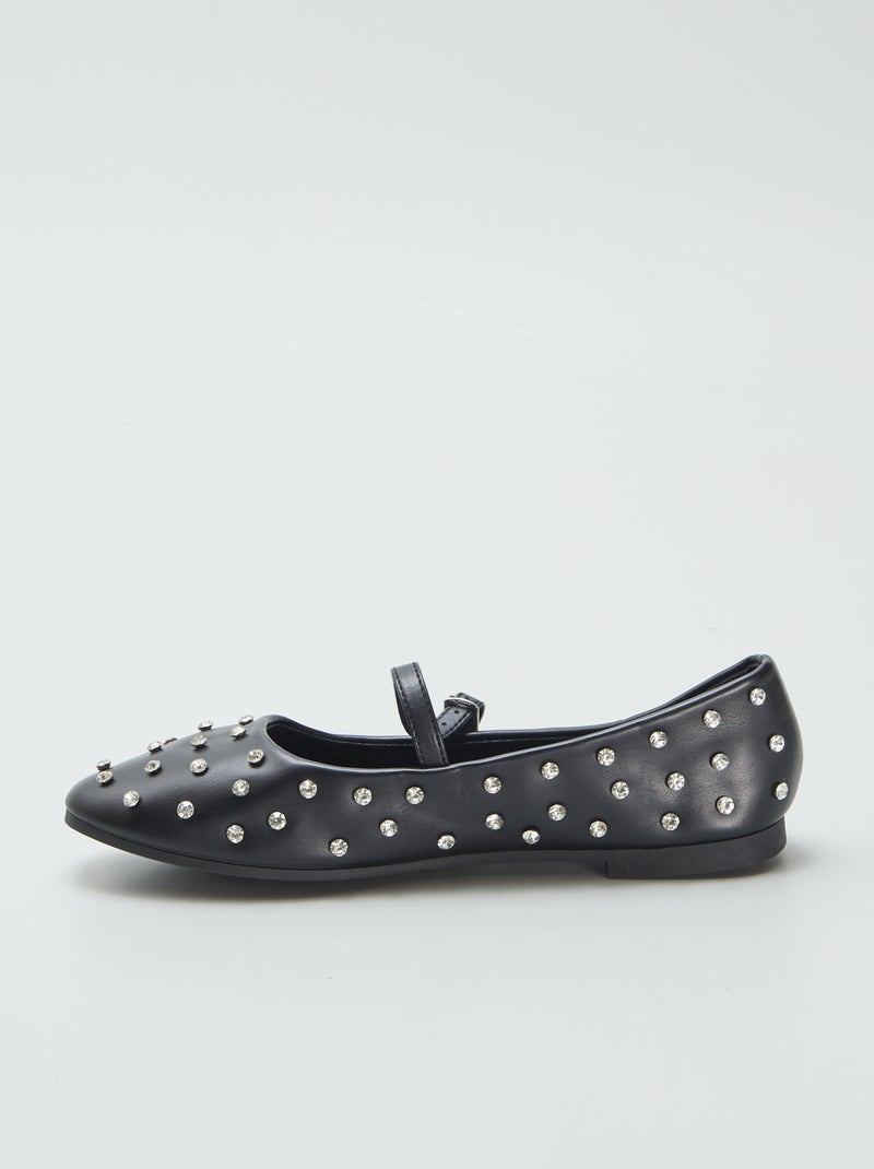 Ballerines avec strass Noir - Kiabi