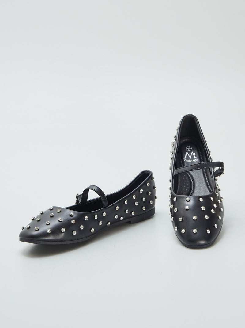 Ballerines avec strass Noir - Kiabi