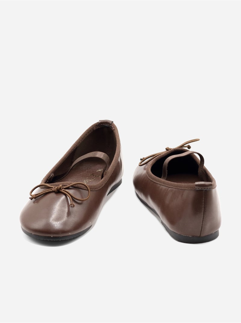 Ballerines avec un nœud décoratif Marron - Kiabi