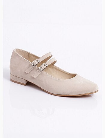 Ballerines babies cuir à talon doubles brides - Afibel