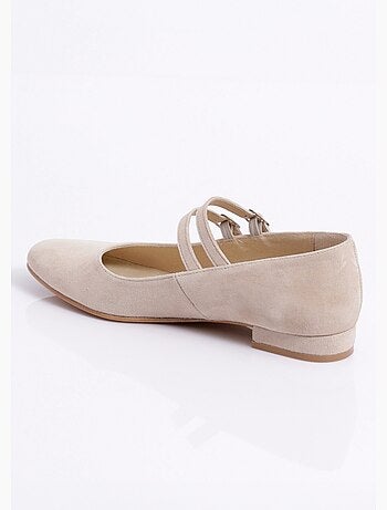 Ballerines babies cuir à talon doubles brides - Afibel