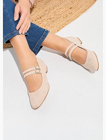 Ballerines babies cuir à talon doubles brides - Afibel