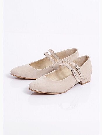 Ballerines babies cuir à talon doubles brides - Afibel
