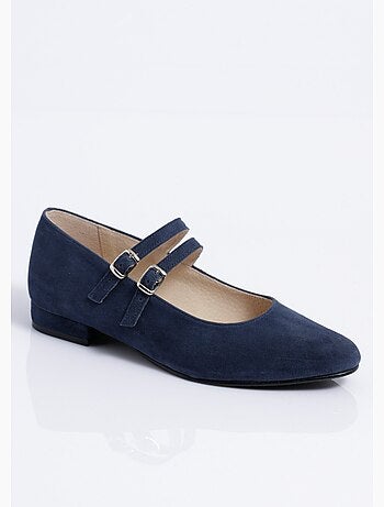 Ballerines babies cuir à talon doubles brides - Afibel