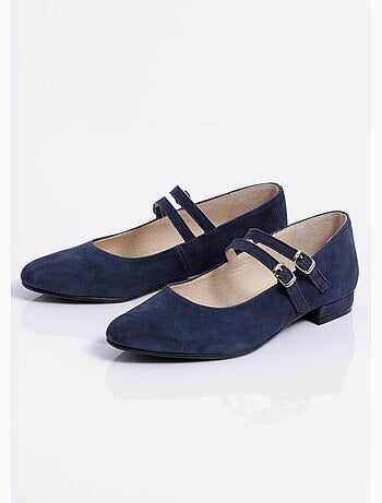 Ballerines babies cuir à talon doubles brides - Afibel