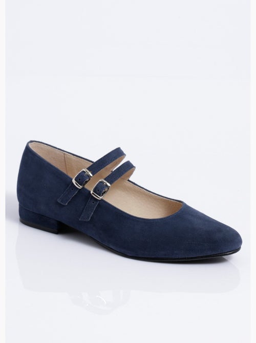 Ballerines babies cuir à talon doubles brides - Afibel - Kiabi