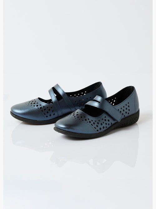 Ballerines babies cuir largeur confort - Afibel - Kiabi