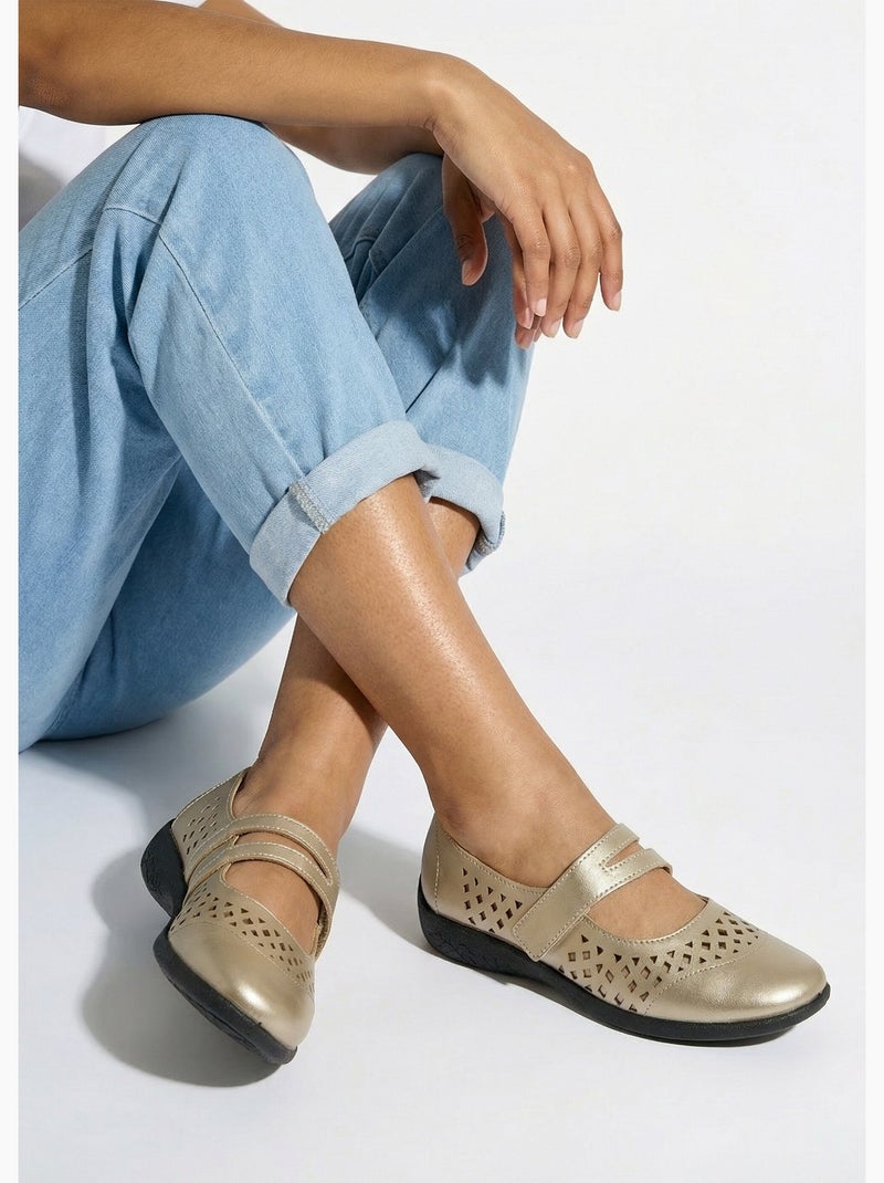 Ballerines babies cuir largeur confort - Afibel Bronze - Kiabi