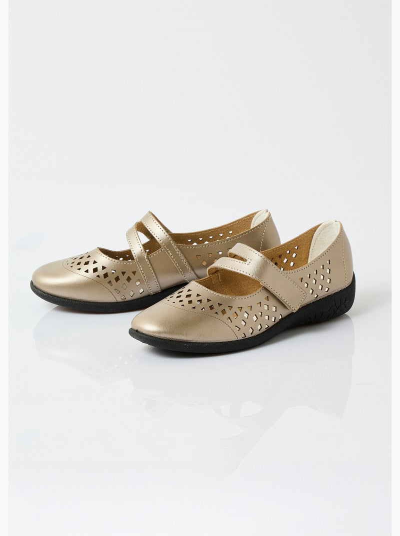 Ballerines babies cuir largeur confort - Afibel Bronze - Kiabi