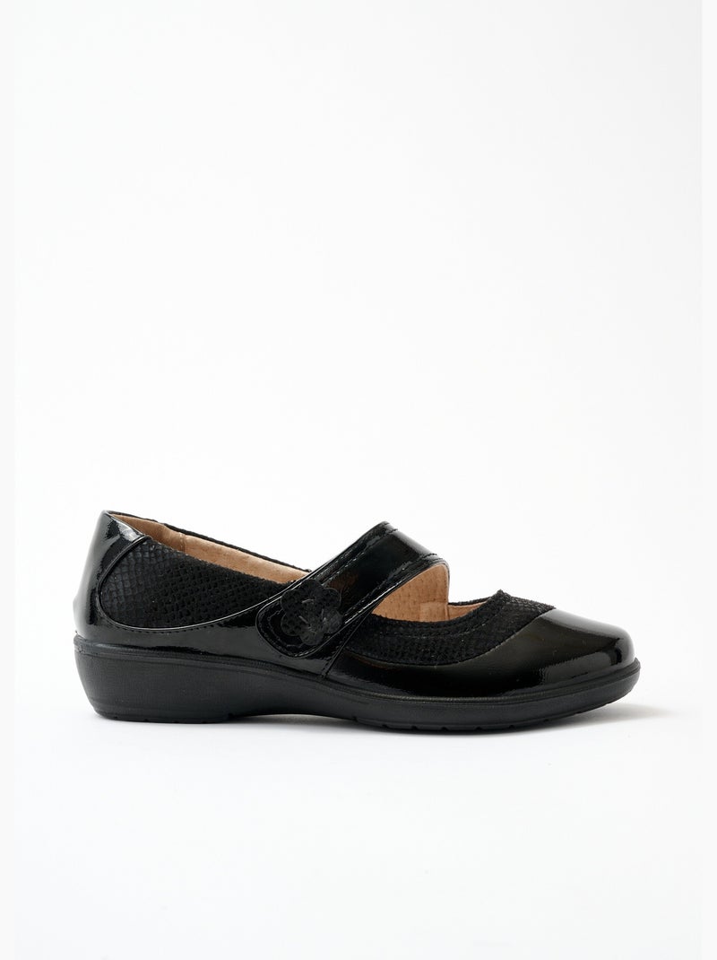 Ballerines babies grande largeur scratchées - Afibel Noir - Kiabi