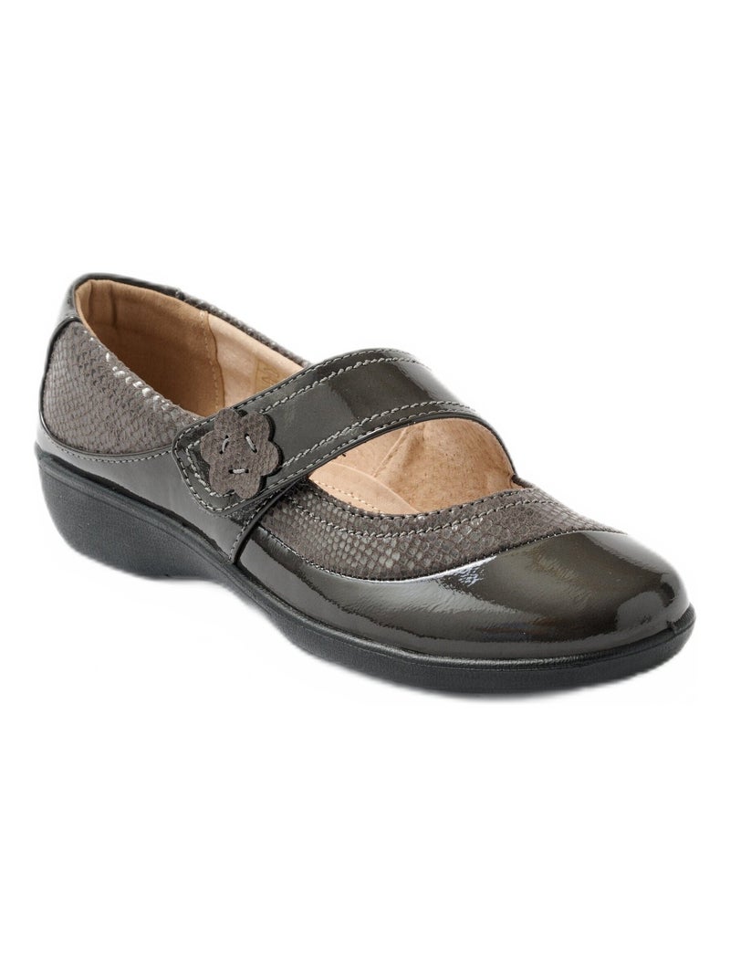 Ballerines babies grande largeur scratchées Gris - Kiabi