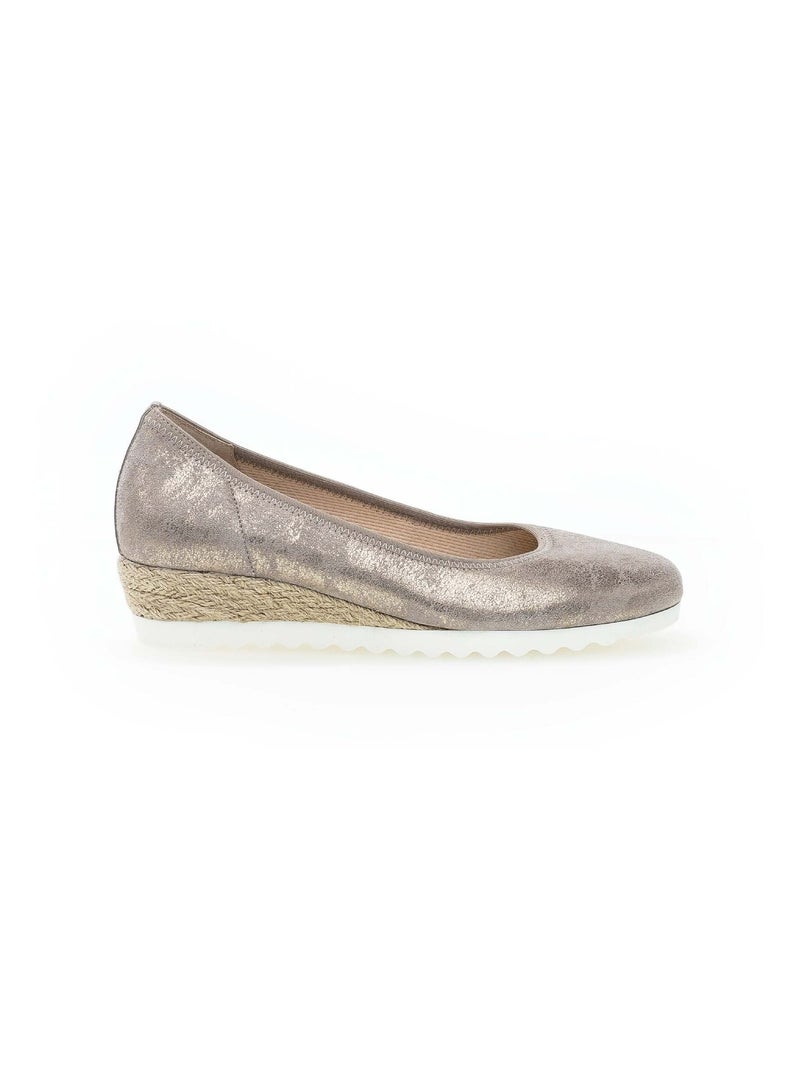 Ballerines beige- en cuir métallisé Beige - Kiabi