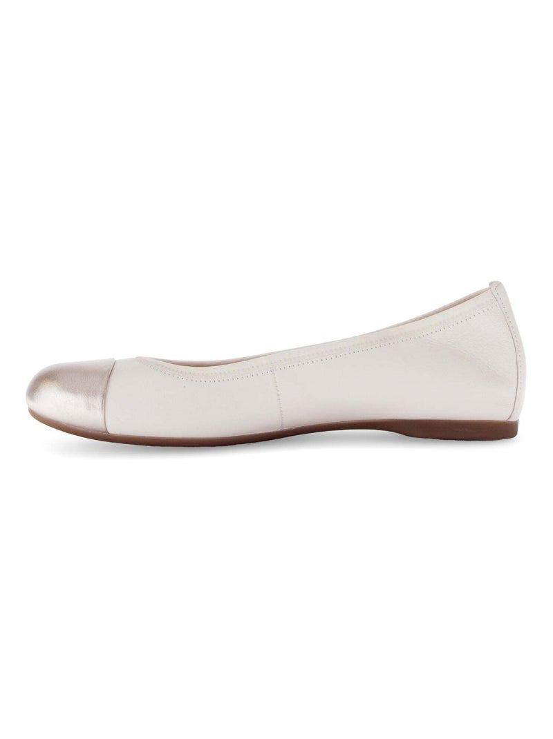 Ballerines blanc crème en cuir lisse Crème - Kiabi