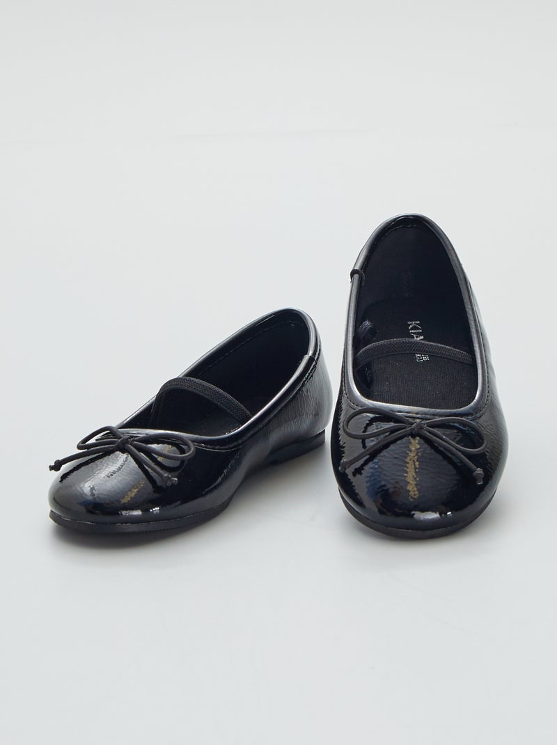 Ballerines brillantes avec noeud fantaisie Noir - Kiabi