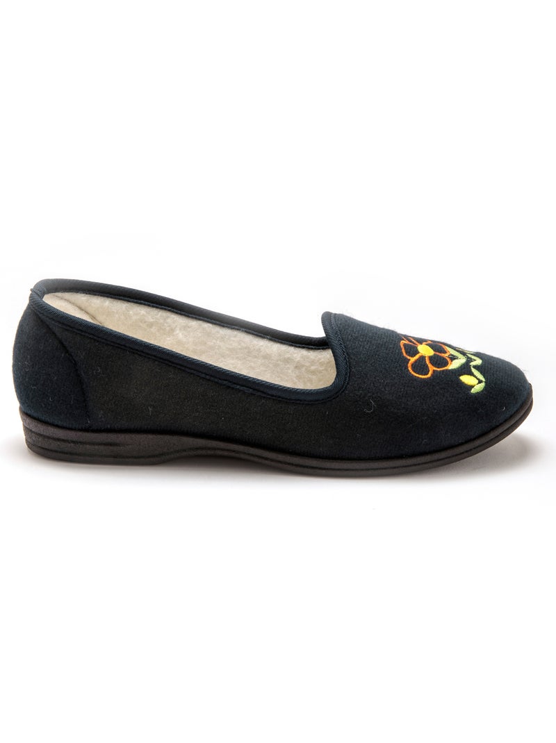 Ballerines brodées fleur - PEDICONFORT Bleu marine - Kiabi