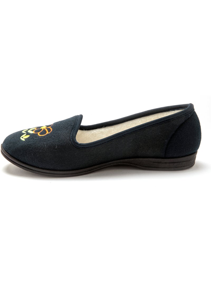 Ballerines brodées fleur - PEDICONFORT Bleu marine - Kiabi