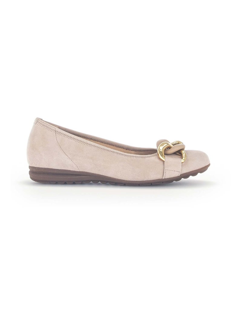 Ballerines brunes en cuir velours Marron - Kiabi