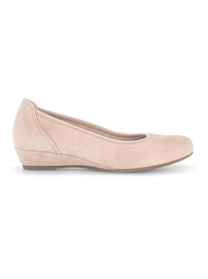 Ballerines  claires en cuir velours Rose - Kiabi