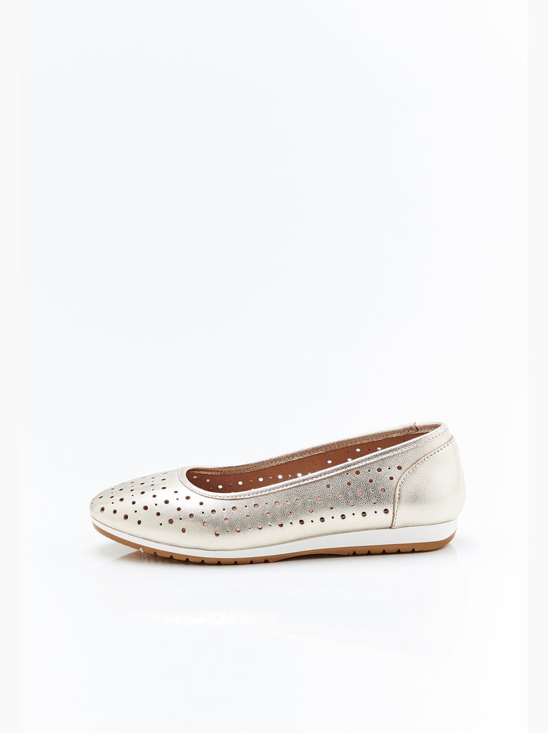 Ballerines Climatyl dessus cuir perforé - Damart Jaune - Kiabi