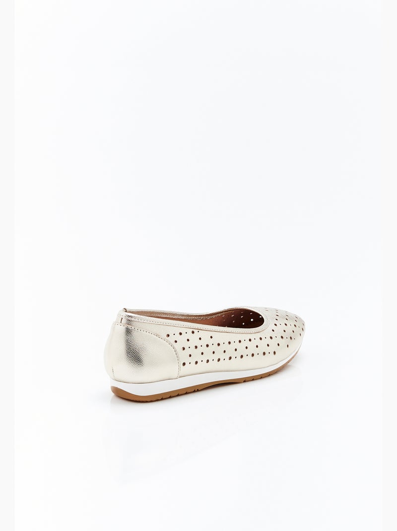 Ballerines Climatyl dessus cuir perforé - Damart Jaune - Kiabi