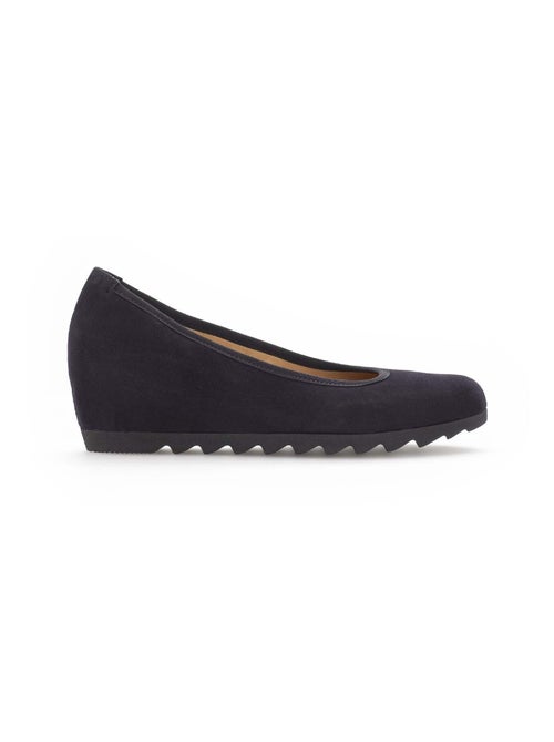 Ballerines compensées bleu  en velours - Kiabi