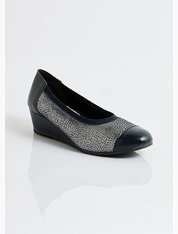 Ballerines compensées cuir largeur confort bi-matière - Afibel