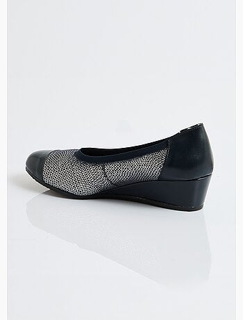 Ballerines compensées cuir largeur confort bi-matière - Afibel