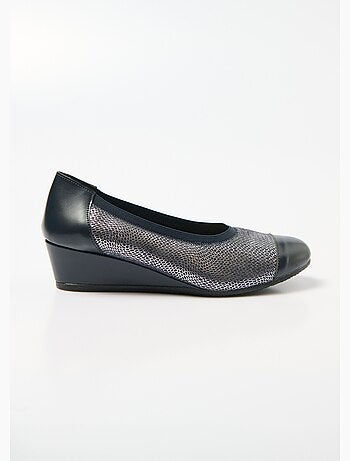 Ballerines compensées cuir largeur confort bi-matière - Afibel