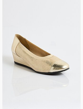 Ballerines compensées cuir largeur confort bi-matière - Afibel