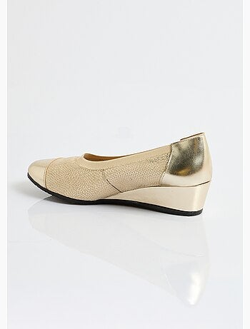 Ballerines compensées cuir largeur confort bi-matière - Afibel