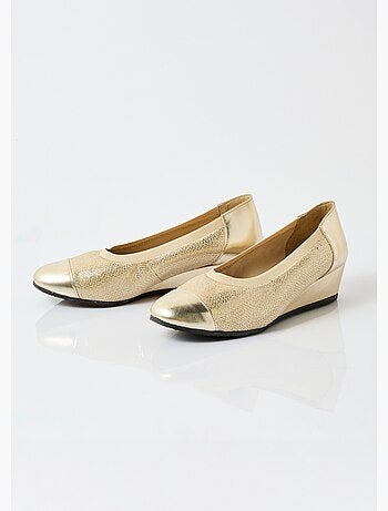 Ballerines compensées cuir largeur confort bi-matière - Afibel