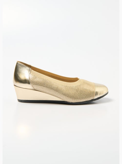 Ballerines compensées cuir largeur confort bi-matière - Afibel - Kiabi