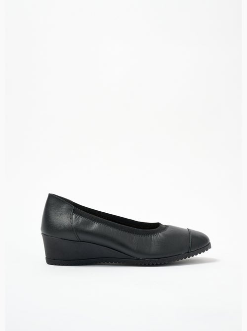 Ballerines compensées grande largeur cuir - Afibel - Kiabi