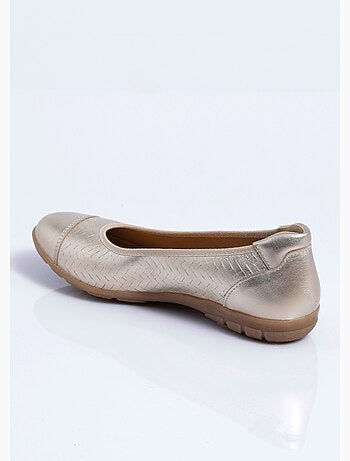 Ballerines confort, cuir effet tressé
