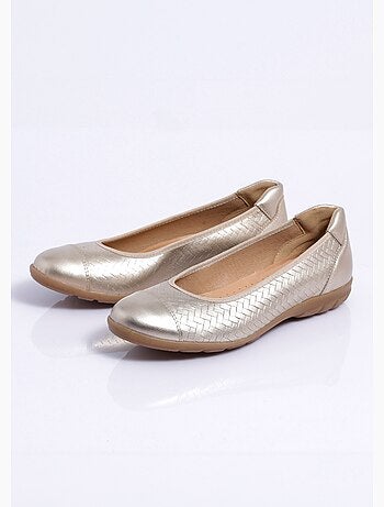 Ballerines confort, cuir effet tressé