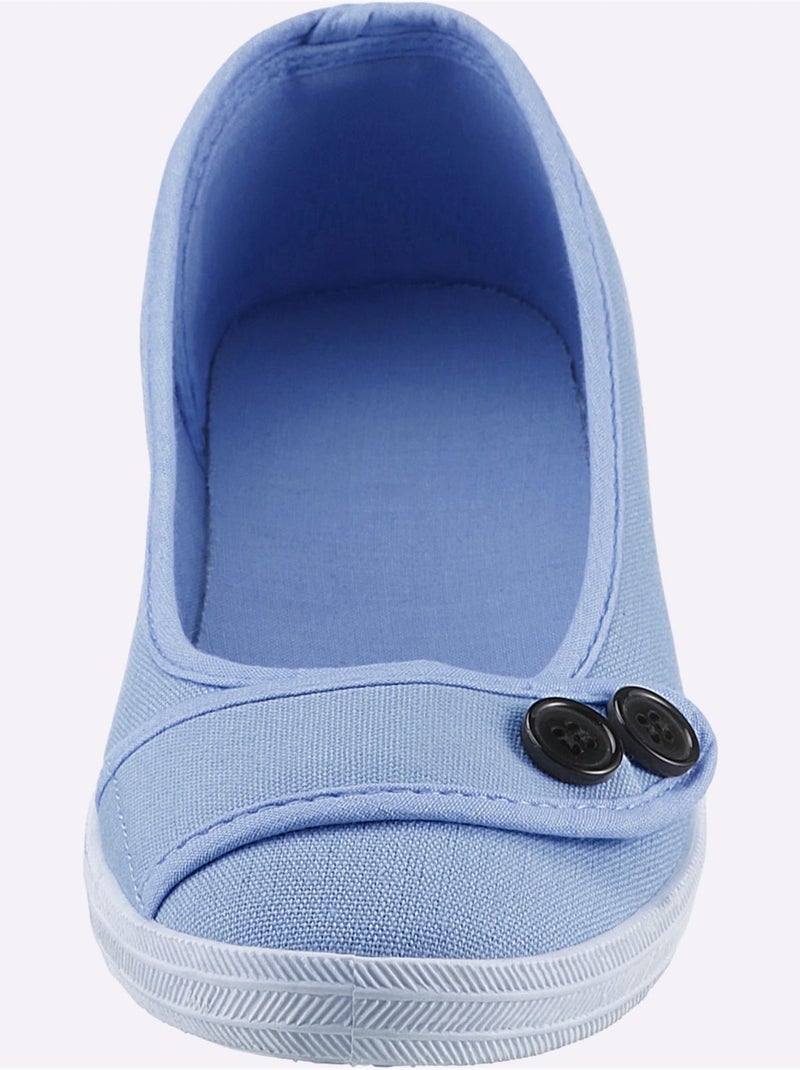 Ballerines confortables à fermeture auto-agrippante et semelle souple - Taille standard - Witt Bleu ciel - Kiabi