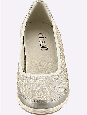 Ballerines avec amortissement en cuir velours et cuir lisse - Taille standard - Witt