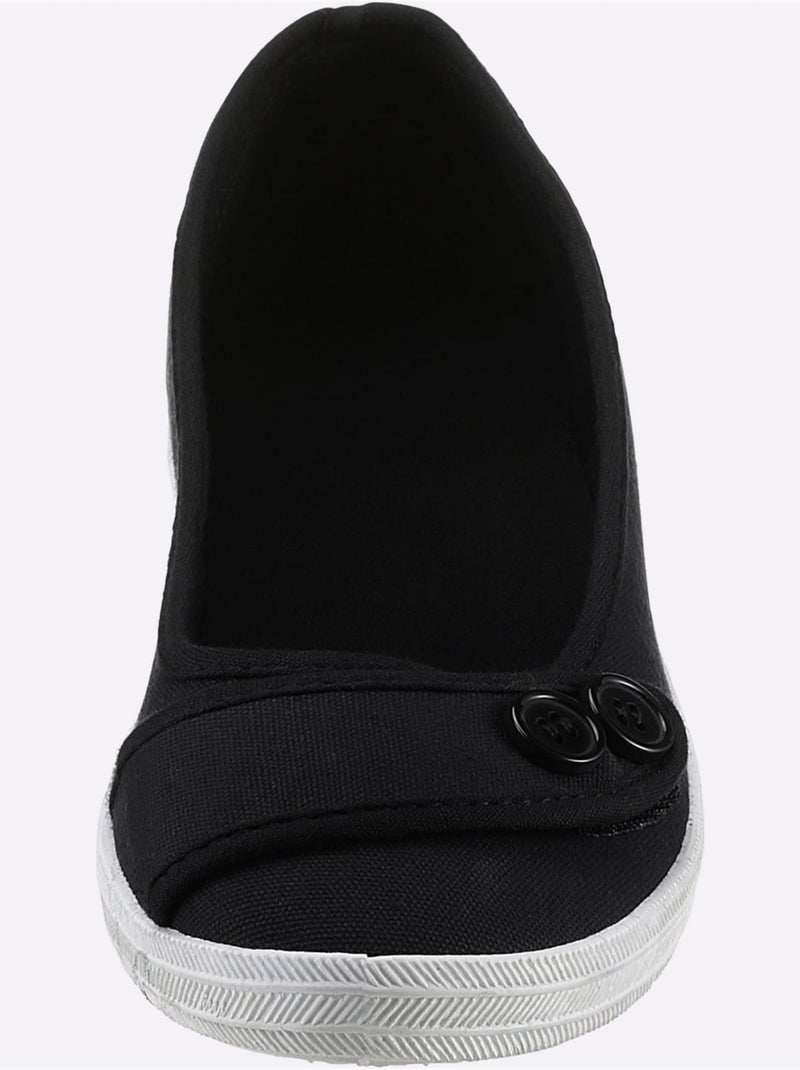 Ballerines confortables avec fermeture auto-agrippante et semelle douce - Taille standard - Witt Noir - Kiabi