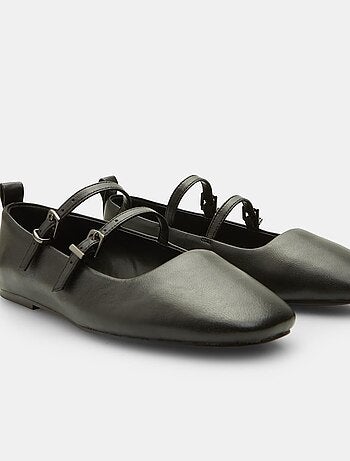 Ballerines confortables en cuir avec double sangle bata
