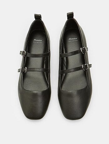 Ballerines confortables en cuir avec double sangle bata