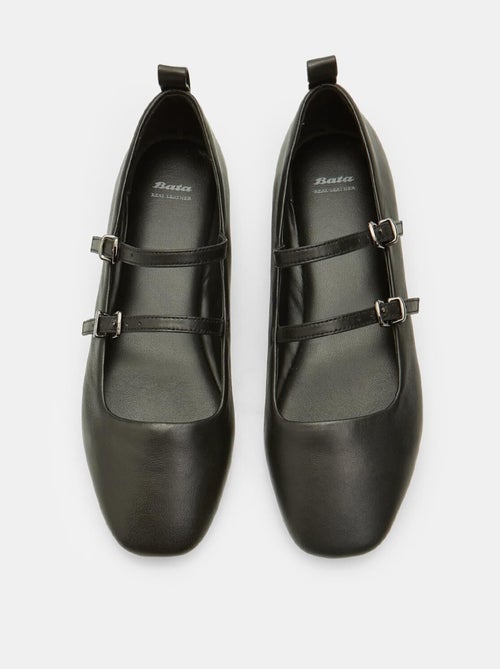 Ballerines confortables  en cuir avec double sangle BATA - Kiabi