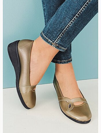 Ballerines croisées largeur confort cuir - Afibel