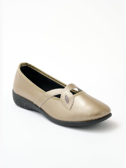 Ballerines croisées largeur confort cuir - Afibel - Kiabi