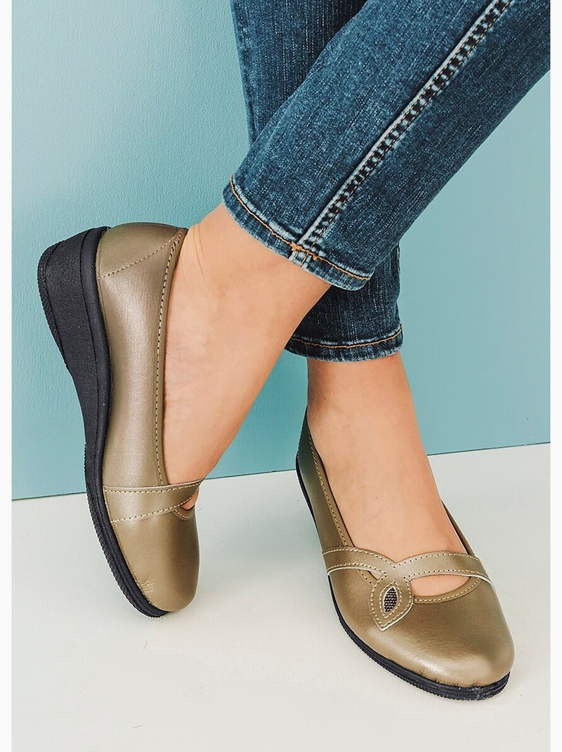 Ballerines croisées largeur confort cuir - Afibel Marron - Kiabi